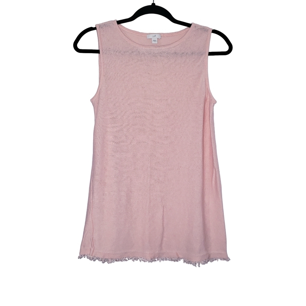 J.Jill Linen Blend Frayed Hem Sleeveless Tank Top